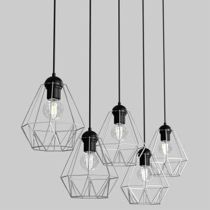 Подвесная люстра BERGEN 5xE27/60W/230V черная/блестящий хром