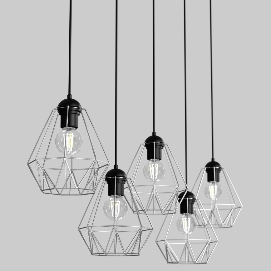 Подвесная люстра BERGEN 5xE27/60W/230V черная/блестящий хром