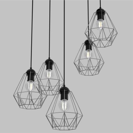 Подвесная люстра BERGEN 5xE27/60W/230V черная/блестящий хром