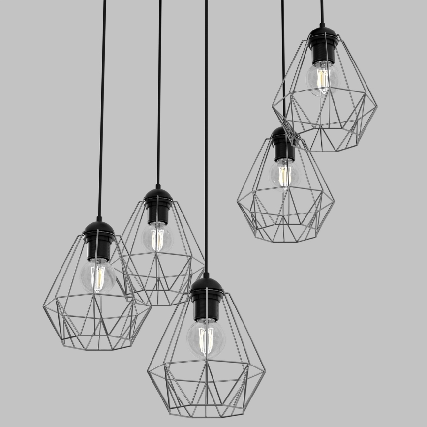 Подвесная люстра BERGEN 5xE27/60W/230V черная/блестящий хром