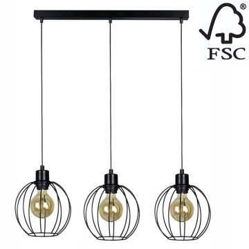 Подвесная люстра BERIS 3xE27/60W/230V дуб - сертифицировано FSC