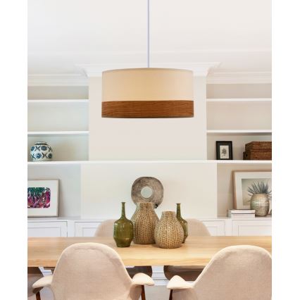 Подвесная люстра BIANCO 1xE27/40W/230V белый/коричневый