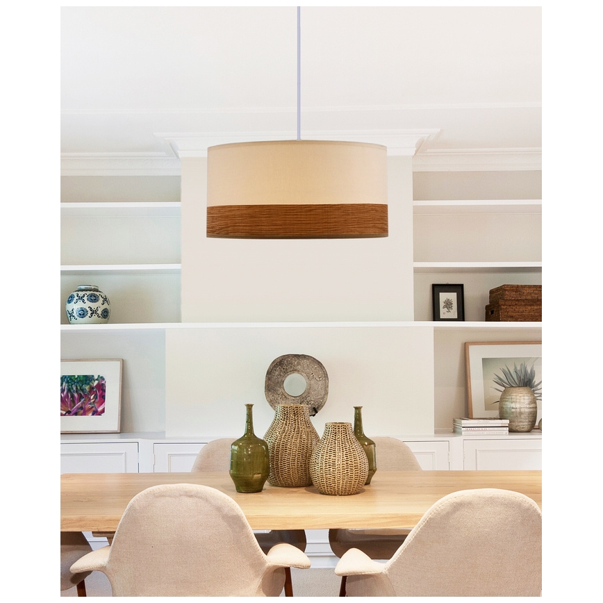 Подвесная люстра BIANCO 1xE27/40W/230V белый/коричневый
