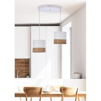 Подвесная люстра BIANCO 2xE27/40W/230V белый/коричневый