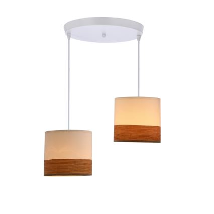 Подвесная люстра BIANCO 2xE27/40W/230V белый/коричневый