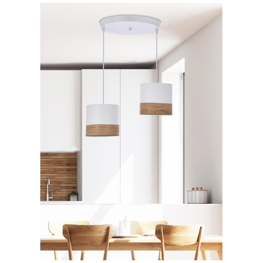 Подвесная люстра BIANCO 2xE27/40W/230V белый/коричневый