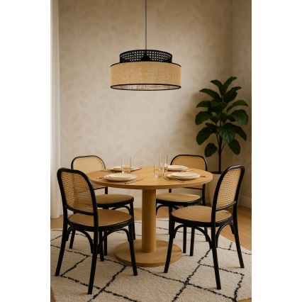 Подвесная люстра BOHO 1xE27/60W/230V черный/ротанг