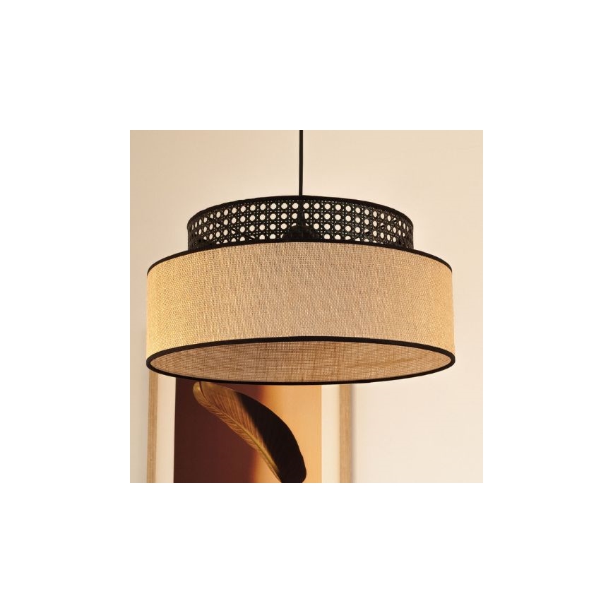 Подвесная люстра BOHO 1xE27/60W/230V черный/ротанг