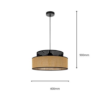 Подвесная люстра BOHO 1xE27/60W/230V черный/ротанг