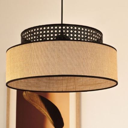 Подвесная люстра BOHO 1xE27/60W/230V черный/ротанг