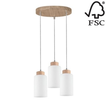 Подвесная люстра BOSCO 3xE27/60W/230V дуб - сертифицировано FSC