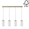 Подвесная люстра BOSCO 4xE27/60W/230V береза - сертифицировано FSC