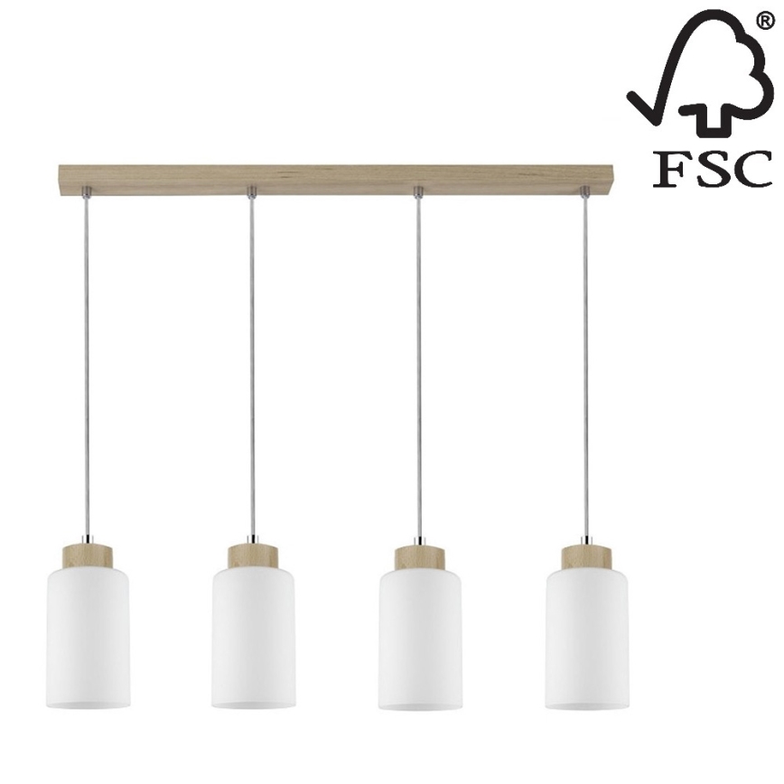 Подвесная люстра BOSCO 4xE27/60W/230V береза - сертифицировано FSC