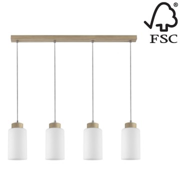 Подвесная люстра BOSCO 4xE27/60W/230V дуб - сертифицировано FSC