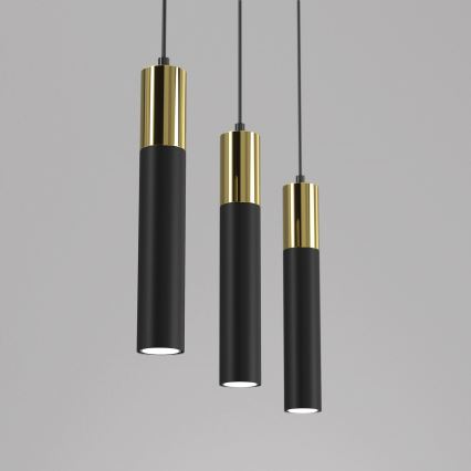 Подвесная люстра CASSA 3xGU10/8W/230V черная/золотая