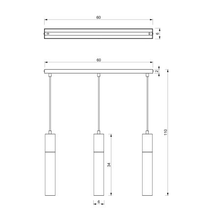 Подвесная люстра CASSA 3xGU10/8W/230V черная/золотая