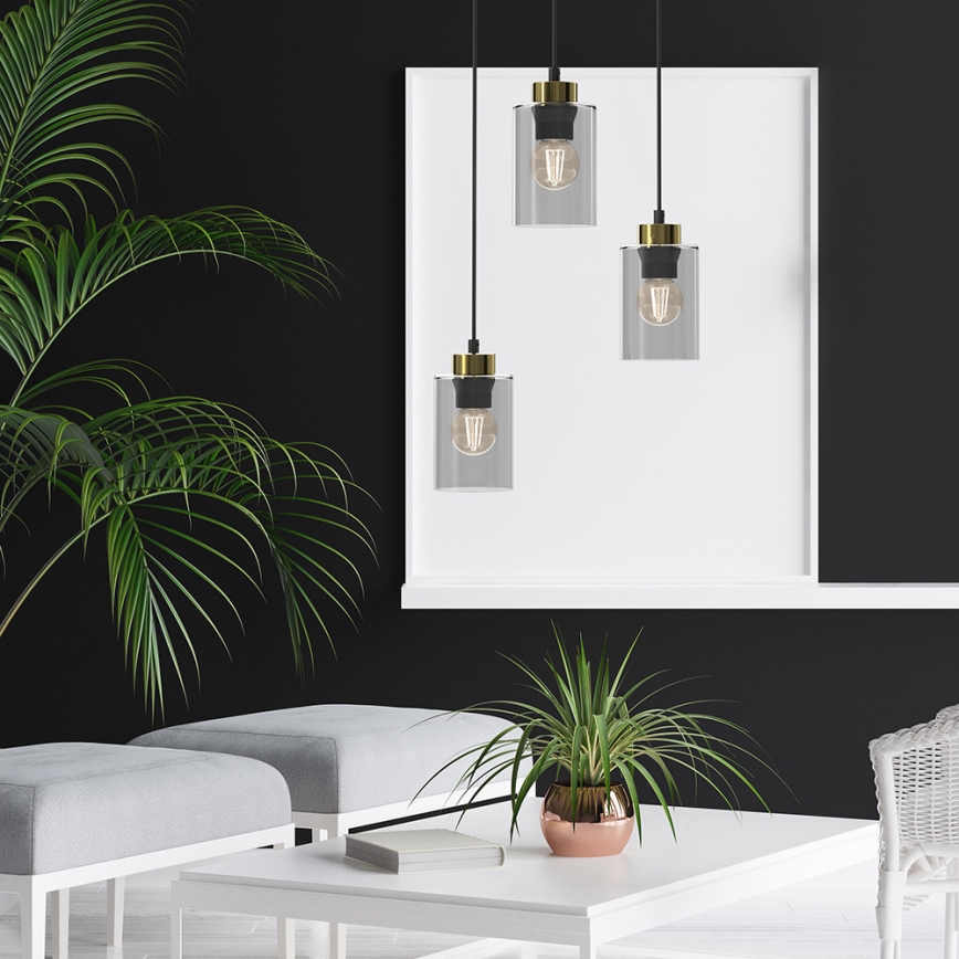 Подвесная люстра CHIC 3xE27/60W/230V черная/серая