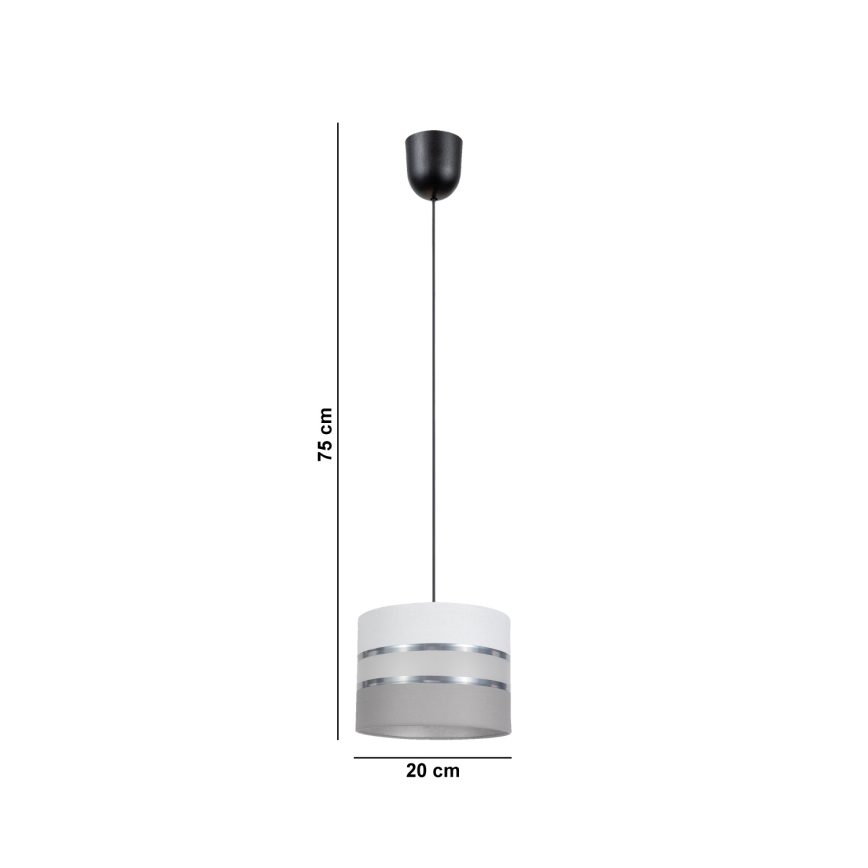 Подвесная люстра CORAL 1xE27/60W/230V ⌀ 20 cm белая/серая