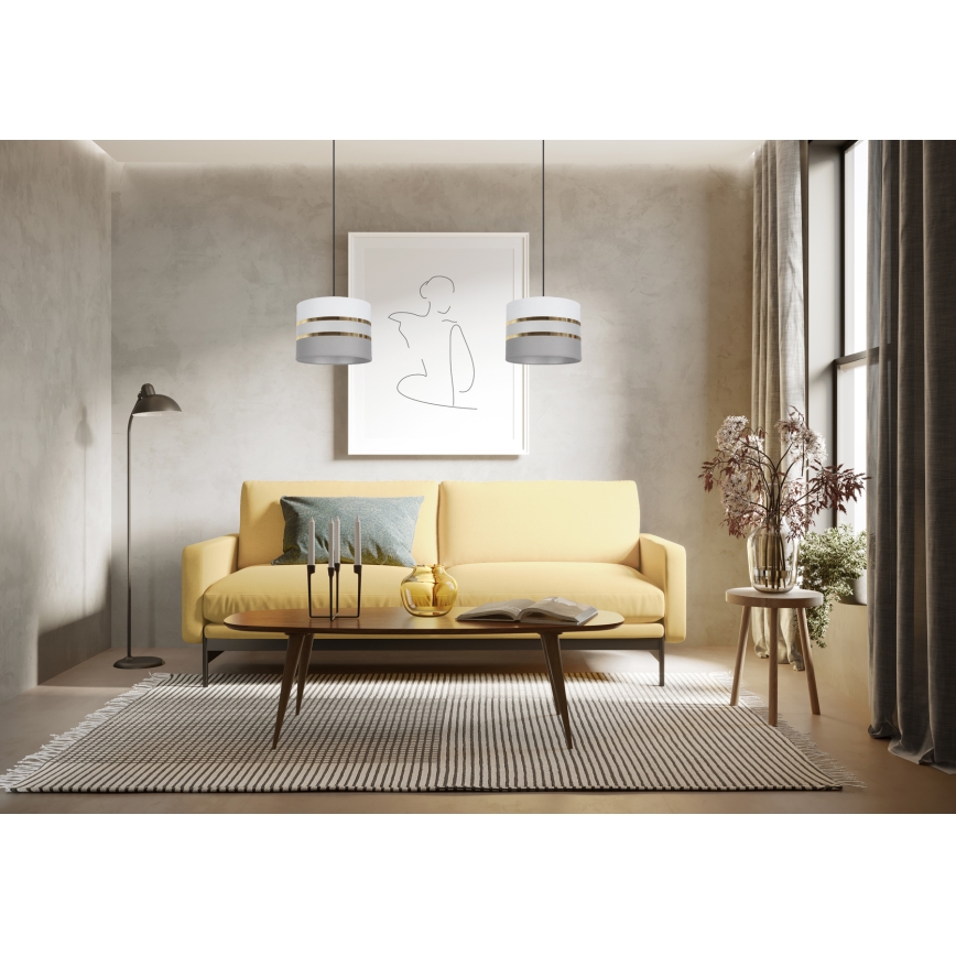 Подвесная люстра CORAL 1xE27/60W/230V ⌀ 20 cm белая/серая