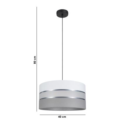 Подвесная люстра CORAL 1xE27/60W/230V ⌀ 40 cm белая/серая