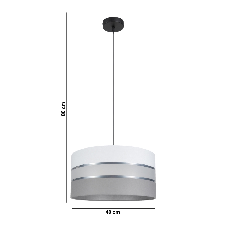 Подвесная люстра CORAL 1xE27/60W/230V ⌀ 40 cm белая/серая