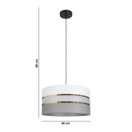 Подвесная люстра CORAL 1xE27/60W/230V ⌀ 40 cm белая/серая