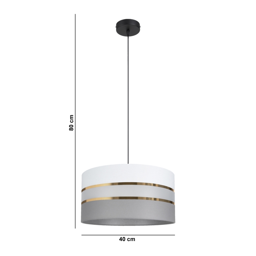 Подвесная люстра CORAL 1xE27/60W/230V ⌀ 40 cm белая/серая