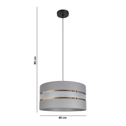 Подвесная люстра CORAL 1xE27/60W/230V ⌀ 40 cm серая