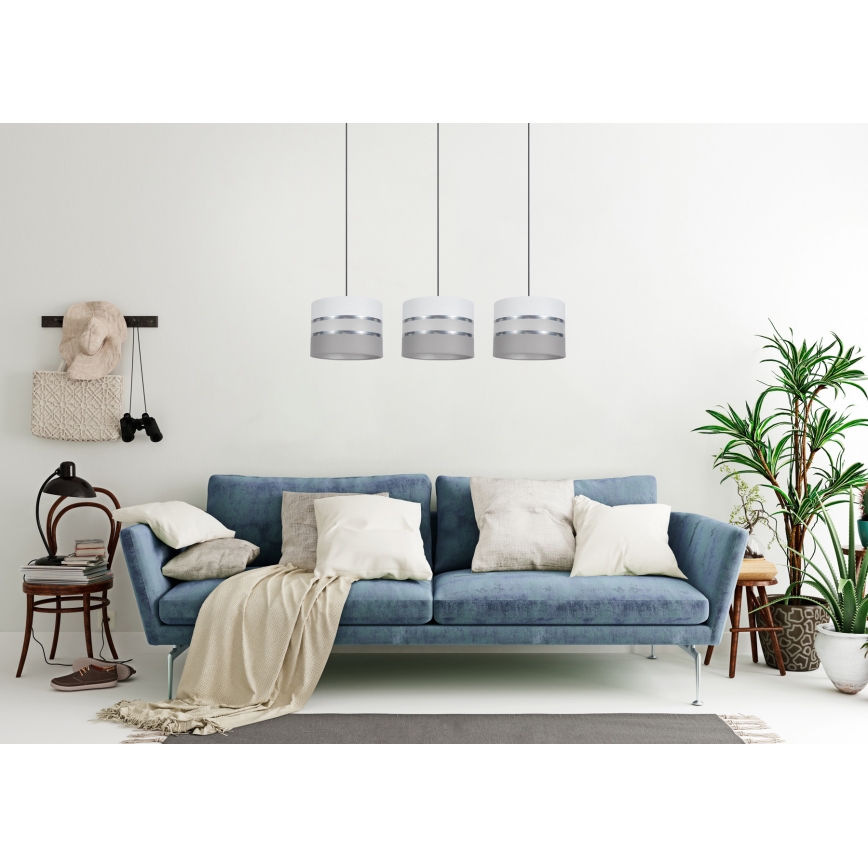 Подвесная люстра CORAL 3xE27/60W/230V белая/серая