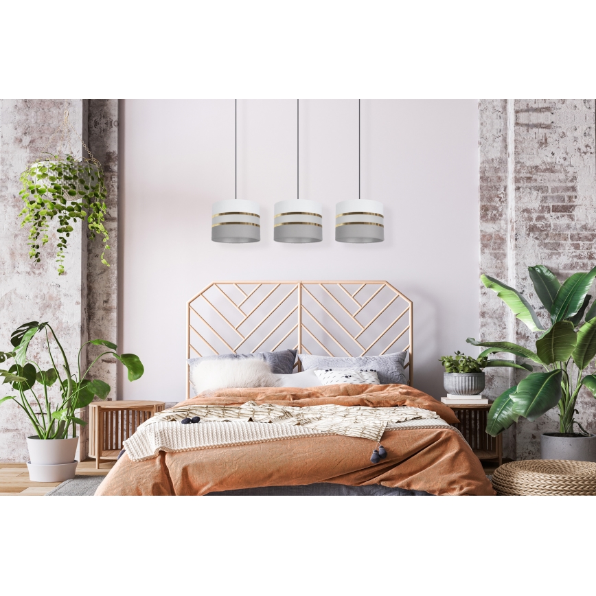 Подвесная люстра CORAL 3xE27/60W/230V белая/серая