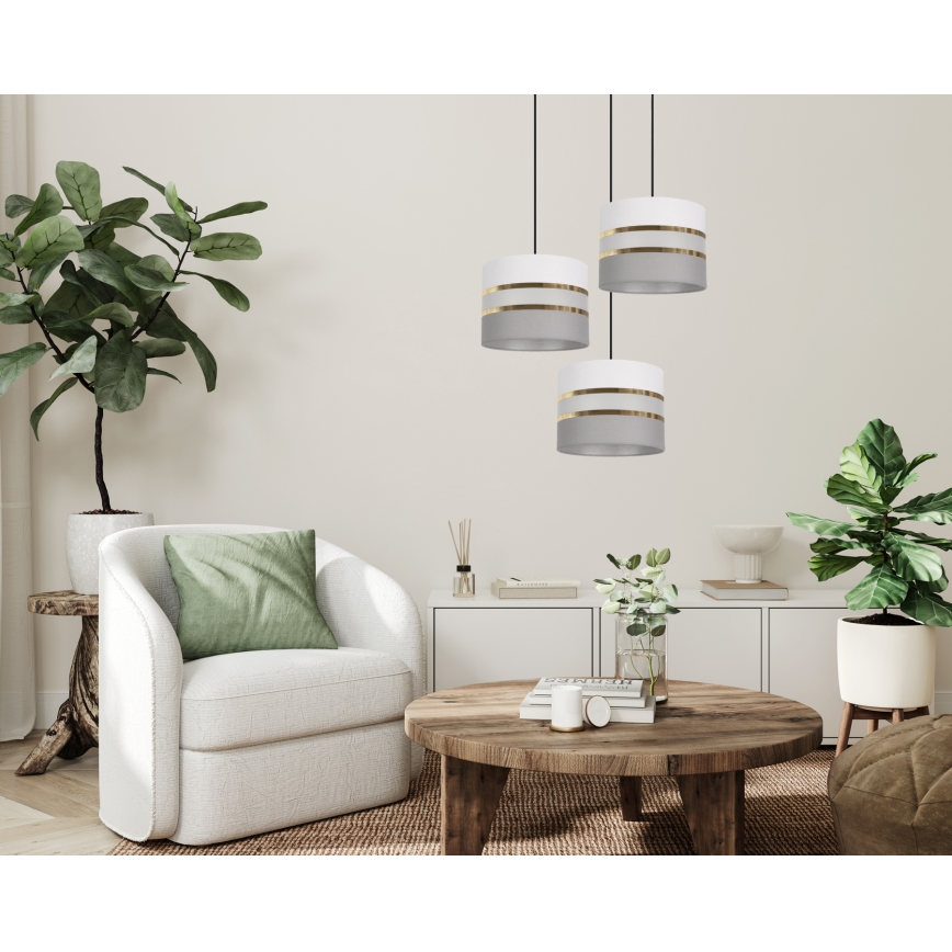 Подвесная люстра CORAL 3xE27/60W/230V белая/серая