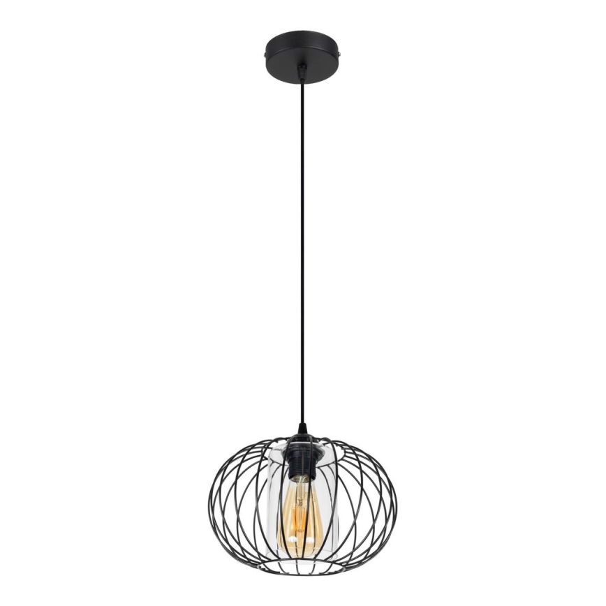 Подвесная люстра CORRINI 1xE27/60W/230V диаметр 25 см черный/прозрачный