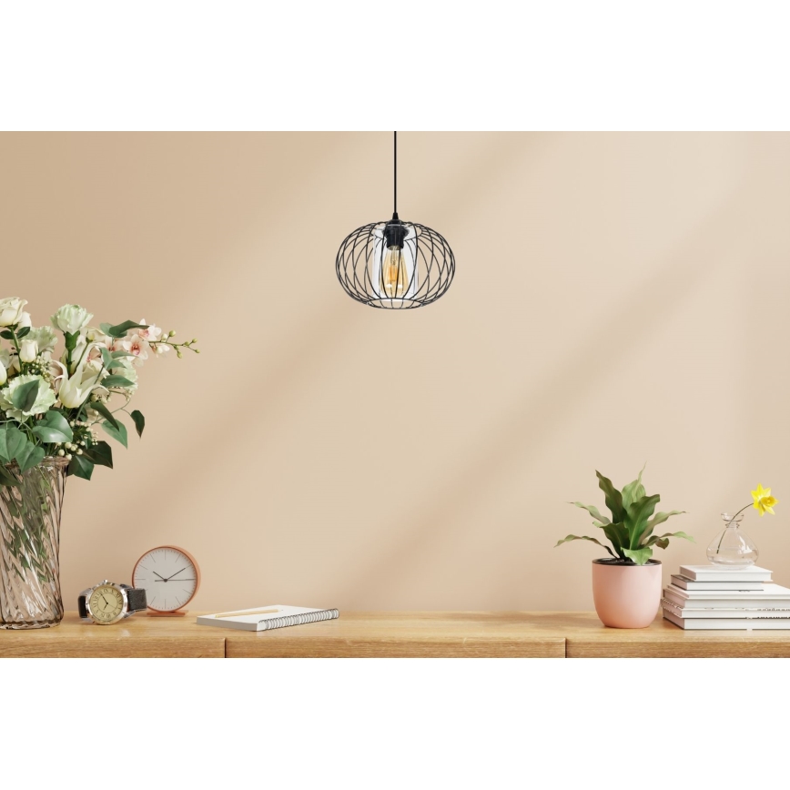 Подвесная люстра CORRINI 1xE27/60W/230V диаметр 25 см черный/прозрачный