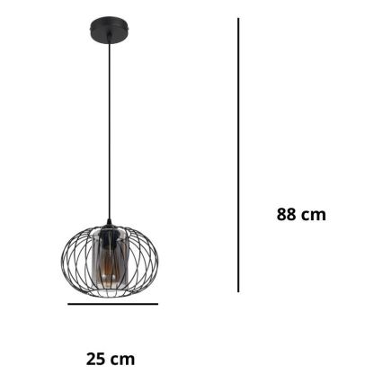 Подвесная люстра CORRINI 1xE27/60W/230V диаметр 25 см черный/серый