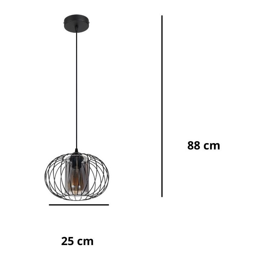 Подвесная люстра CORRINI 1xE27/60W/230V диаметр 25 см черный/серый