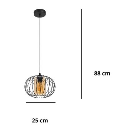 Подвесная люстра CORRINI 1xE27/60W/230V диаметр 25 см черный/бежевый
