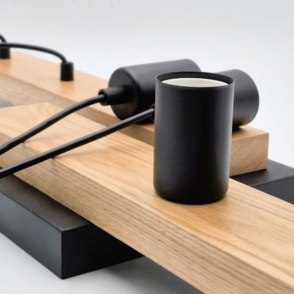 Подвесная люстра CORTINA 4xE27/15W/230V черный/дуб