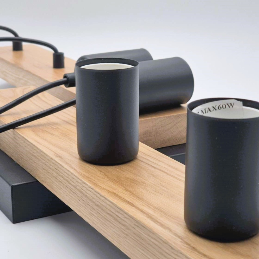 Подвесная люстра CORTINA 4xE27/15W/230V черный/дуб