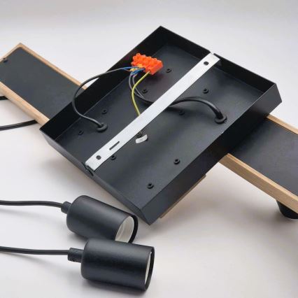 Подвесная люстра CORTINA 4xE27/15W/230V черный/дуб