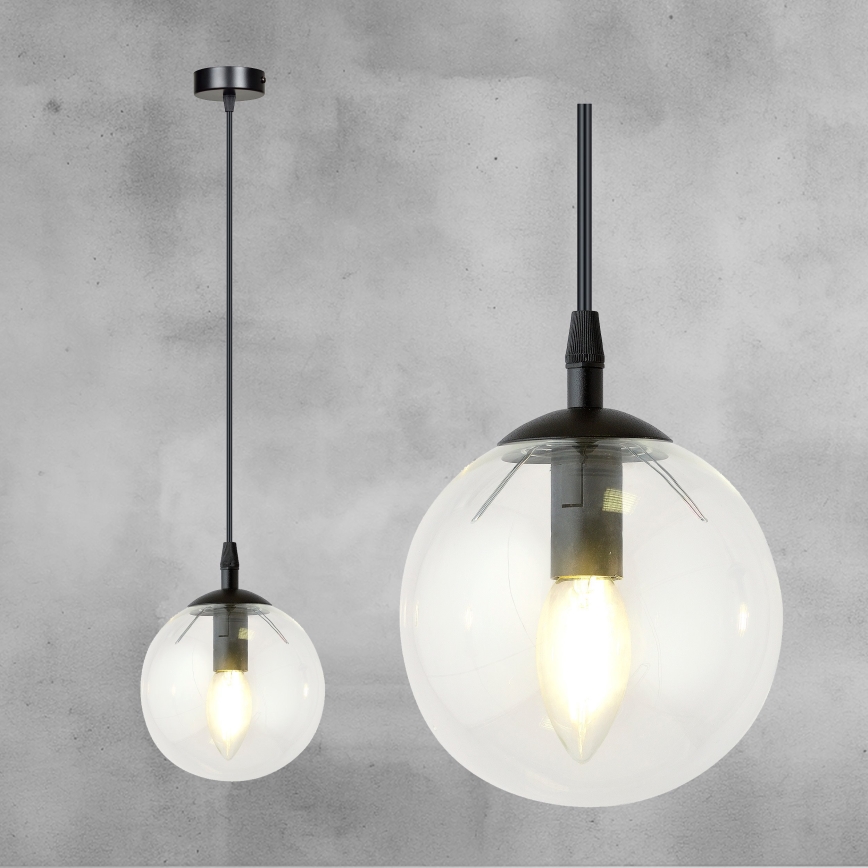 Подвесная люстра COSMO 1xE14/10W/230V диаметр 14 cm черная/прозрачная