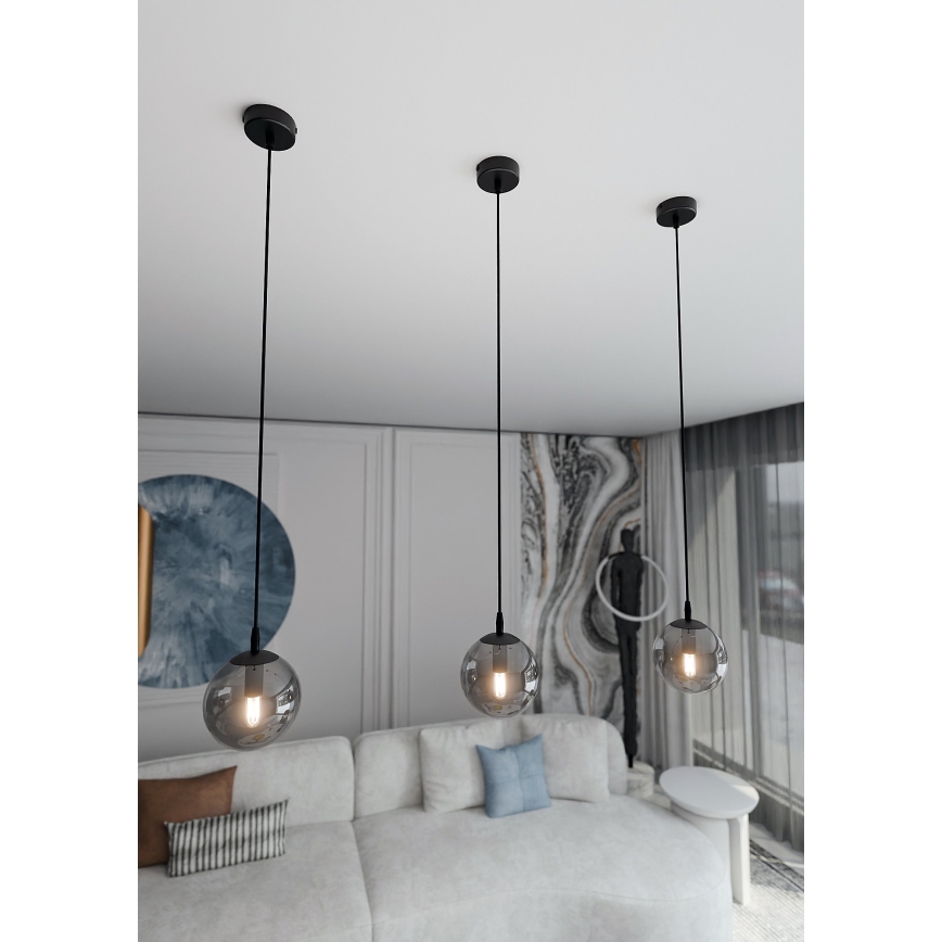 Подвесная люстра COSMO 1xE14/10W/230V диаметр 14 cm черная/серая