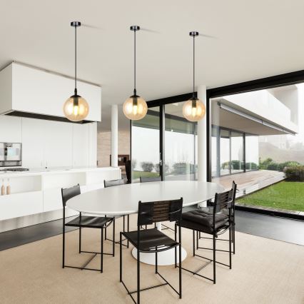 Подвесная люстра COSMO 1xE14/10W/230V диаметр 14 cm черная/бежевая