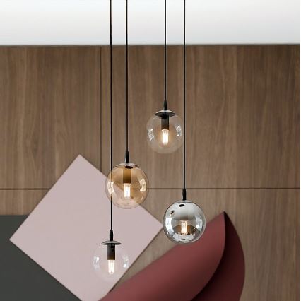 Подвесная люстра COSMO 4xE14/10W/230V диаметр 40 cm черная/серая/бежевая/прозрачная