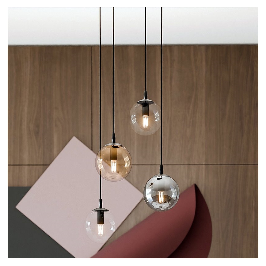 Подвесная люстра COSMO 4xE14/10W/230V диаметр 40 cm черная/серая/бежевая/прозрачная