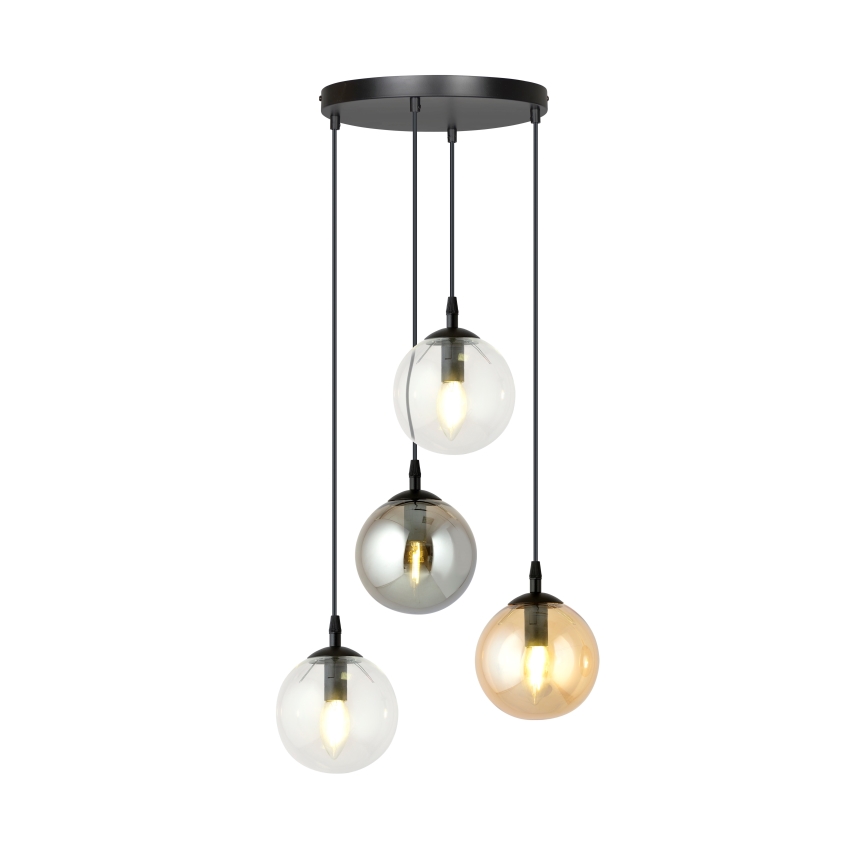 Подвесная люстра COSMO 4xE14/10W/230V диаметр 40 cm черная/серая/бежевая/прозрачная