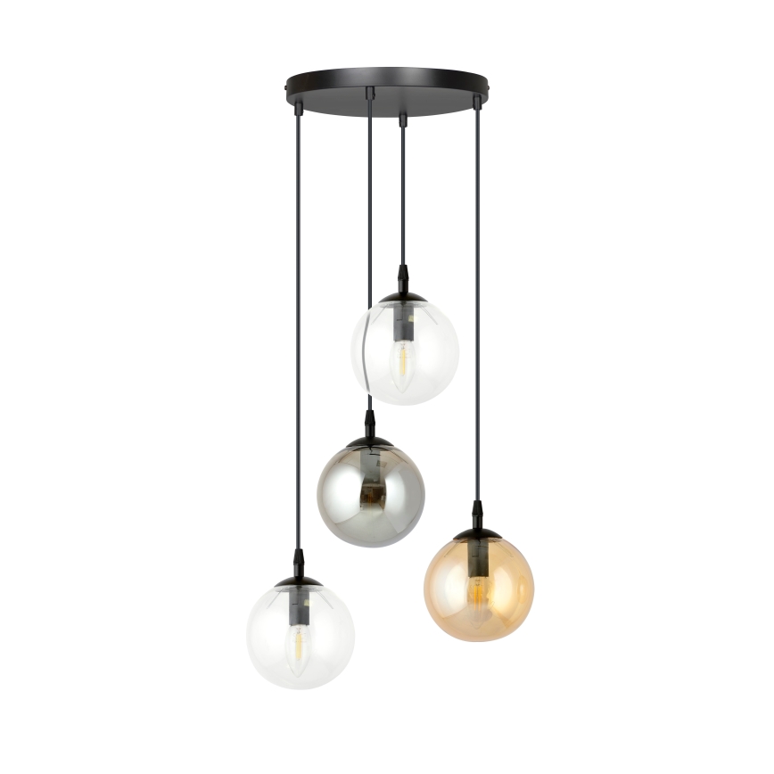 Подвесная люстра COSMO 4xE14/10W/230V диаметр 40 cm черная/серая/бежевая/прозрачная