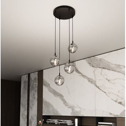 Подвесная люстра COSMO 4xE14/10W/230V диаметр 40 cm черная/серая