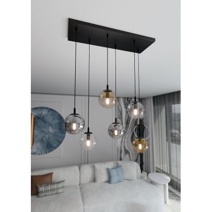 Подвесная люстра COSMO 6xE14/10W/230V черная/серая/бежевая/прозрачная
