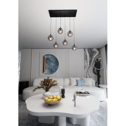 Подвесная люстра COSMO 6xE14/10W/230V черная/серая