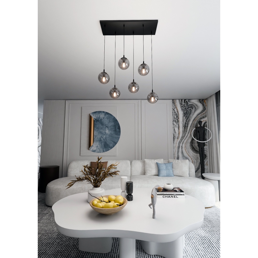 Подвесная люстра COSMO 6xE14/10W/230V черная/серая